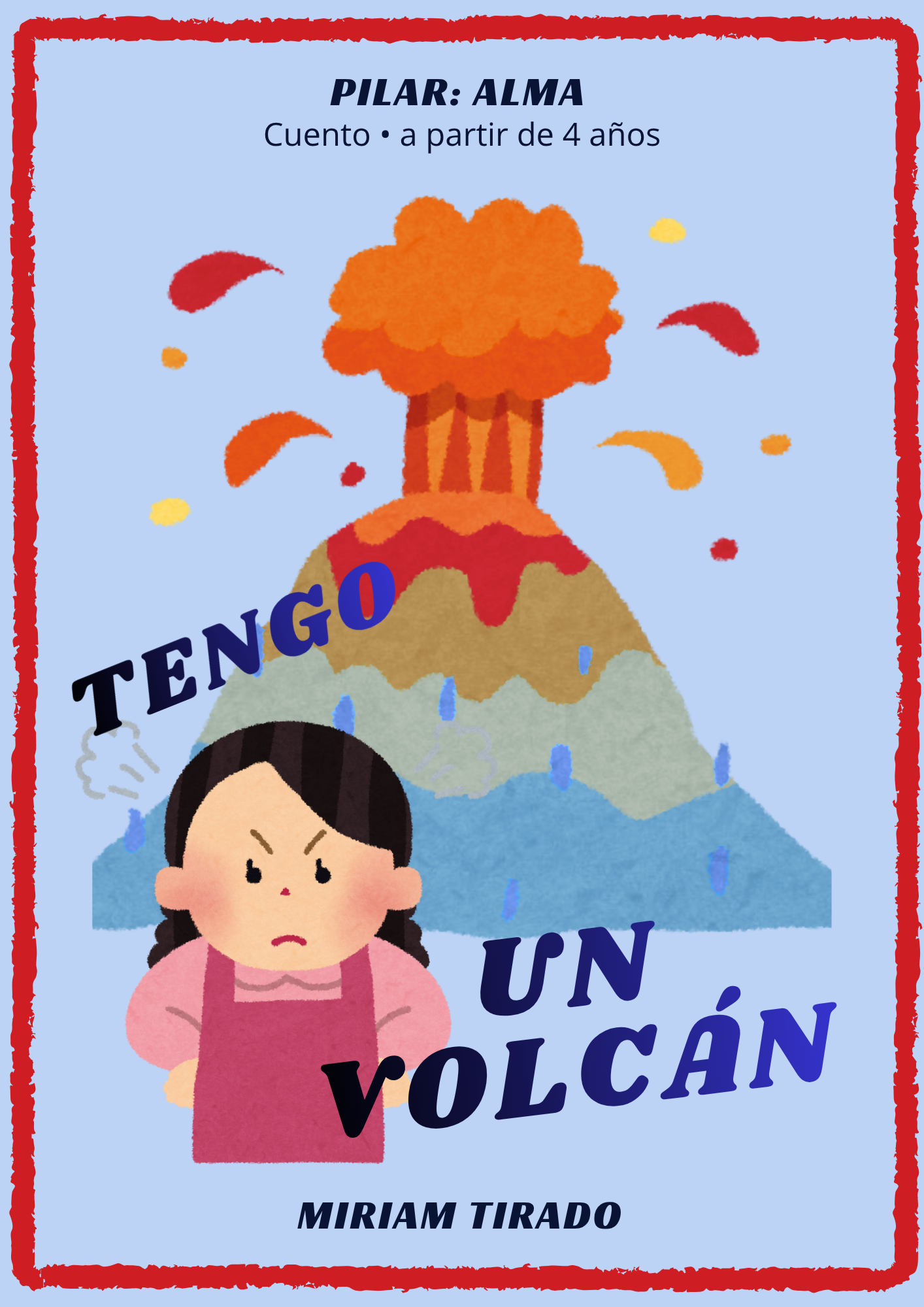 Portada cuento niña enfadada y un volcán en erupción